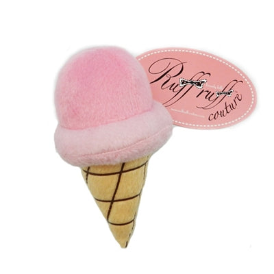 Strawberry Gelato Ice Cream Cone Plush Dog Toy - Ruff Ruff Couture