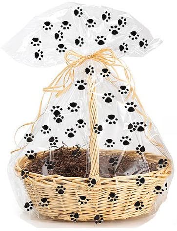 Paw Prints Cellophane Gift Basket Packaging