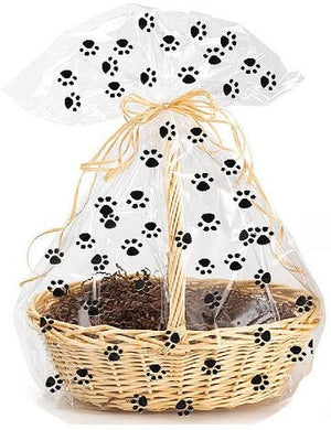 Paw Prints Cellophane Gift Basket Packaging