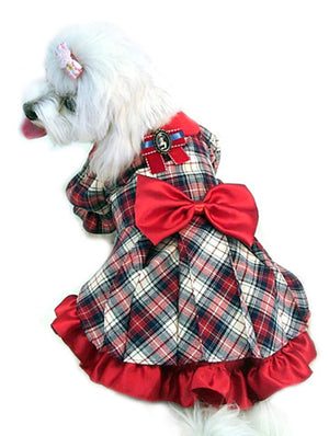 Antique Plaid Dog Dress - Doggie Designer