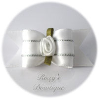 Romantic White Rose - Adult Dog Bow