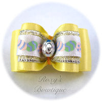 Silver Easter Eggs - Lemon - Adult Dog Bow