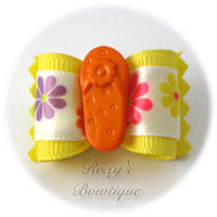 Yellow with Orange Sandal - Adult Dog Bow