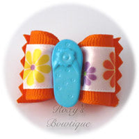 Orange with Blue Sandal - Adult Dog Bow