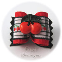 Cherry Pie Dog Bow - Black - Adult Dog Bow