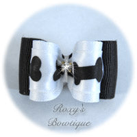 White and Black Bone - Adult Dog Bow