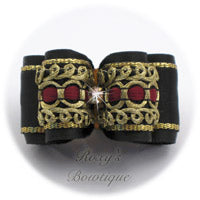 Elegant Black and Gold - Adult Dog Bow