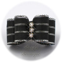 Fancy Black with Silver - Puppy Dog Bow
