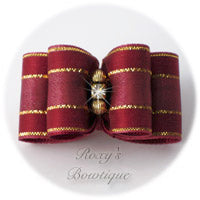 Elegant Gold - Wine - Adult Dog Bow