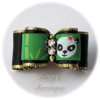 Panda with Black Satin - Puppy Dog Bow