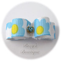 Blue Flowers Dog Bow - Tiny Dog Bow