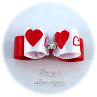 Red Fancy Hearts - Tiny Dog Bow