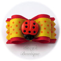 Red Dots Ladybug Dog Bow - Adult Dog Bow