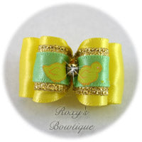 Lemon and Easter Chicks - Adult Dog Bow