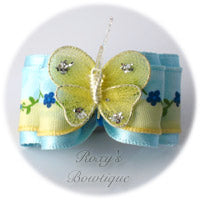 Light Blue Satin Butterfly - Adult Dog Bow