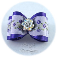 Regal Purple Crystal Rose - Adult Dog Bow