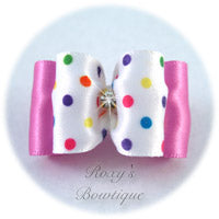 Bubble Gum Birthday Dots - Adult Dog Bow