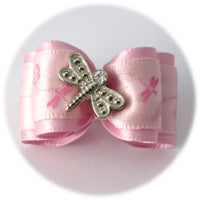 Pink Dragonfly Dog Bow