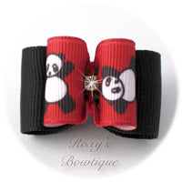 Red Tumbling Panda - Adult Dog Bow