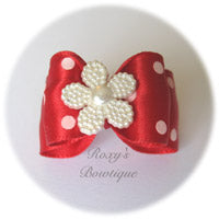Red and White Dots - Adult Dog Bow
