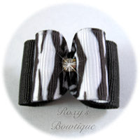 White Tiger Stripe - Adult Dog Bow