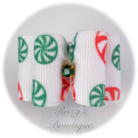 Christmas Peppermints - Adult Dog Bow