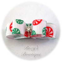 Christmas Peppermints Tiny Dog Bow