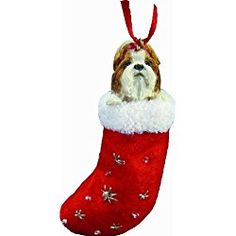 Shih Tzu Stocking Ornament - Brown - E&S Imports