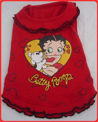 All Over Heart Ruffle Dog Dress - Betty Boop Dog Clothes