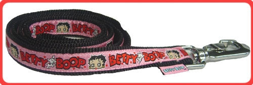 Pink Betty Boop Ribbon w/ Pup on Black Leash - Betty Boop Canine Couture