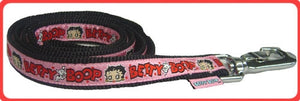 Pink Betty Boop Ribbon w/ Pup on Black Leash - Betty Boop Canine Couture