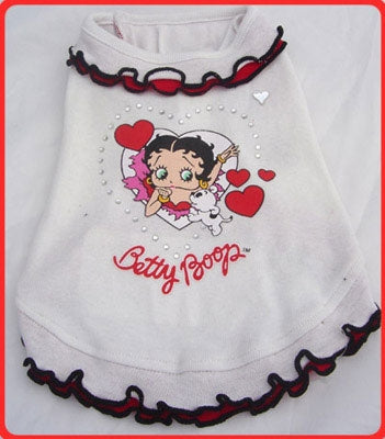 White Ruffle Dog Dress - Betty Boop Dog Clothes