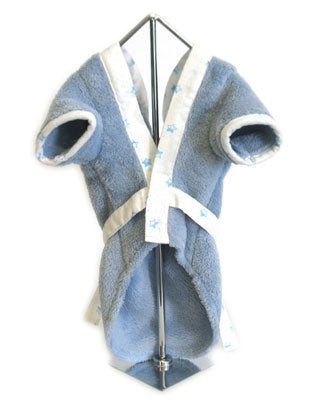 Blue Plush Terry Bathrobe for Dogs