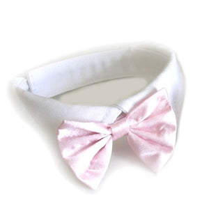 Pink Satin Bow Tie and Collar - Dog Bow Tie - Doggie Design
