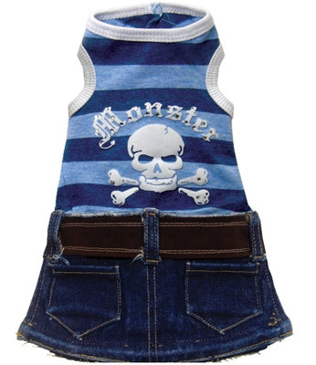 Blue Denim Monster Mini Skirt - Monkey Daze