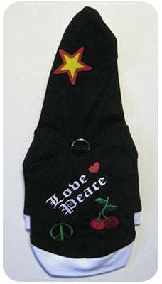Love and Peace Black Dog Hoodie