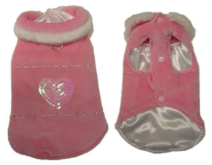 Pink Velour Dog Coat - Monkey Daze