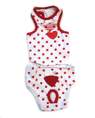 Red Hearts Panty Set - Dog Panties - Monkey Daze