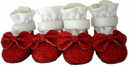 Red Glitter Dog Shoes
