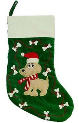 Dog and Bones Embroidered Stocking