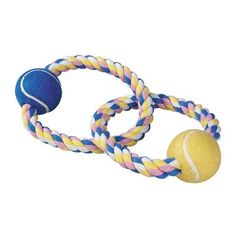 Zanies Pastel Rope Dog Toy with Two Tennis Balls