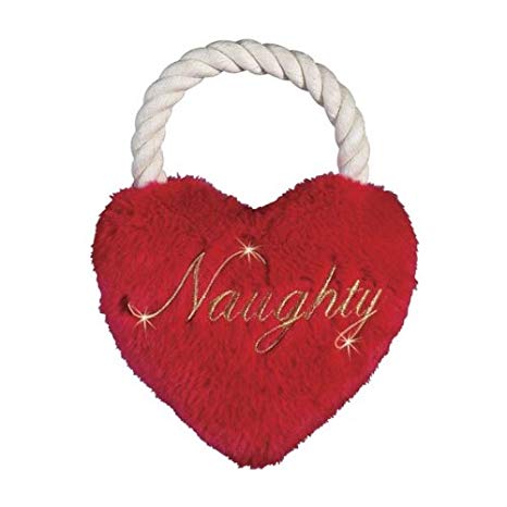 Zanies Plush Rope Holiday Heart Tugs Dog Toy - Naughty