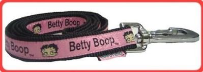 Pink Betty Boop Ribbon on Black Leash