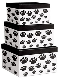 Paw Prints square Nested Boxes - 3 Piece Gloss Gift Boxes