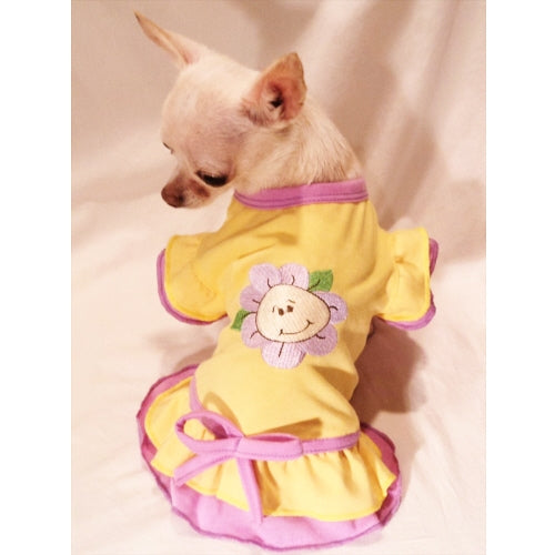 Happy Flower Ruffled Dog Dress - Platinum Puppy Couture