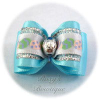 Silver Easter Eggs - Ocean Blue - Adult Dog Bow