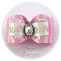 Silver Easter Eggs - Pink - Adult Dog Bow