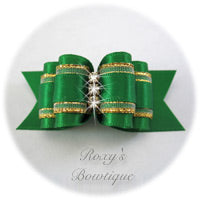 Fancy Emerald with Crystals Adult Dog Show Bow