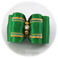 Emerald with Gold Adult Dog Bows