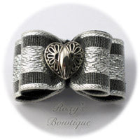 Silver Heart Double Loop - Adult Dog Bow